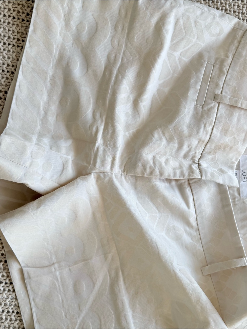 LOFT Cream Jacquard Chinos - Subtle Patterned Khakis